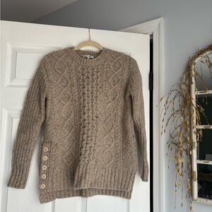 Alex Mill Cozy Cable Knit Wool Sweater with Button Detail
